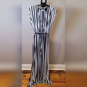 Flowy Black and White Striped Jumpsuit